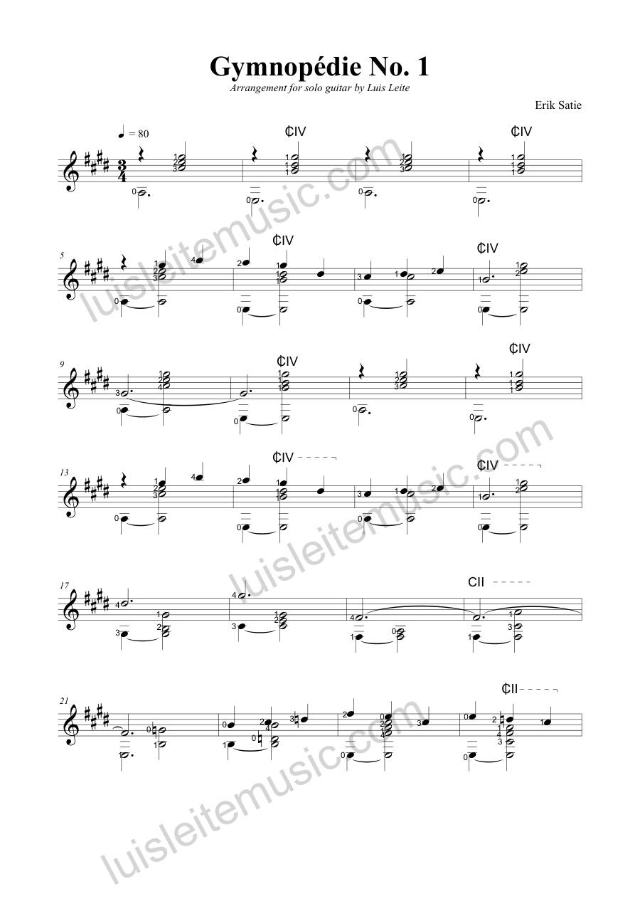 Prévia: primeira página de Gymnopédie No. 1