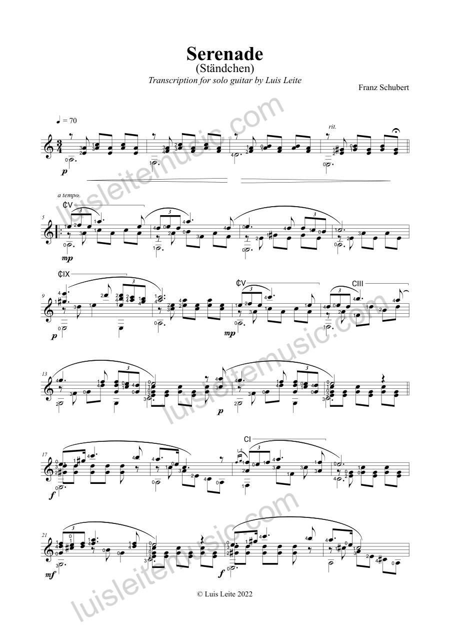 Prévia: primeira página de Serenade (Ständchen)