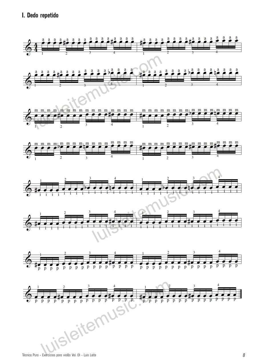 Prévia: primeira página de Técnica Pura – Exercícios para Violão Vol. 1