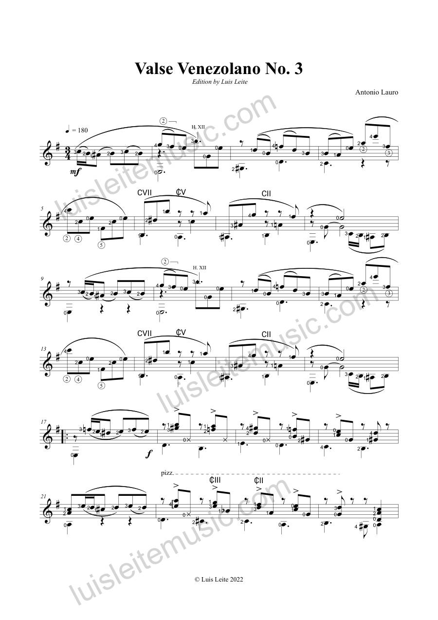 Prévia: primeira página de Valse Venezolano No. 3