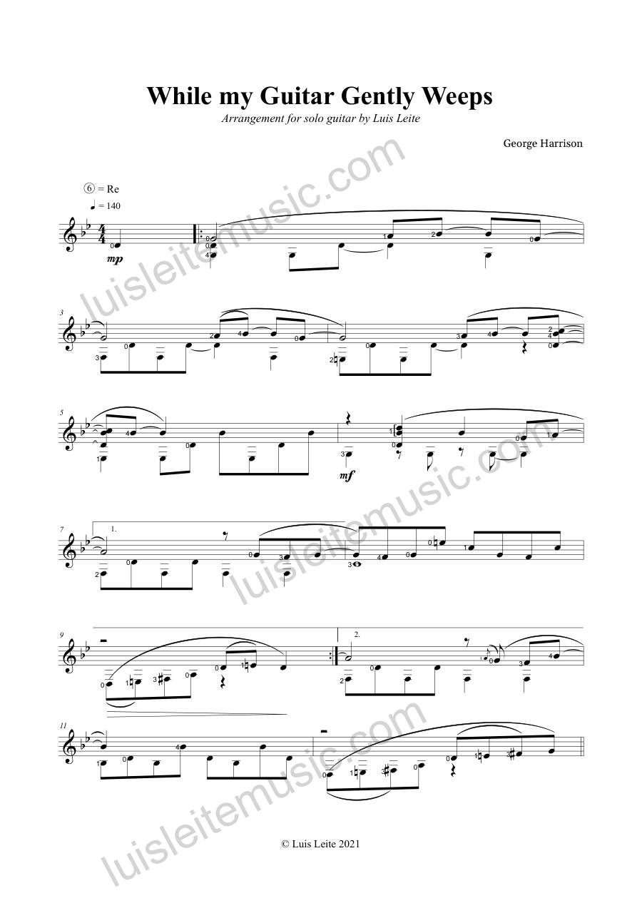 Prévia: primeira página de While My Guitar Gently Weeps